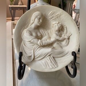 MADONNA BEATA-WALL HANGING PLATE BY A.SANTANGELA 1980 ITALY TOSCANA--PLATE#7519